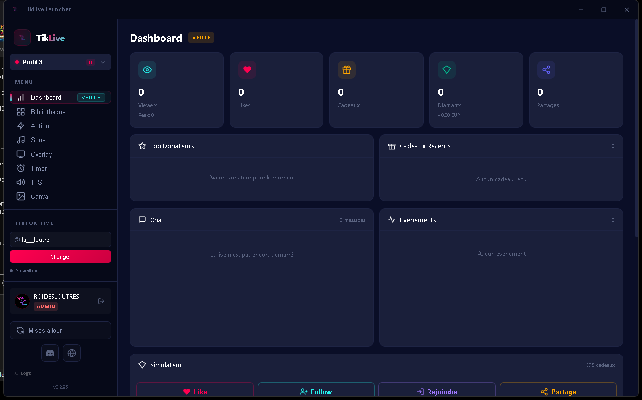 Dashboard TikLive